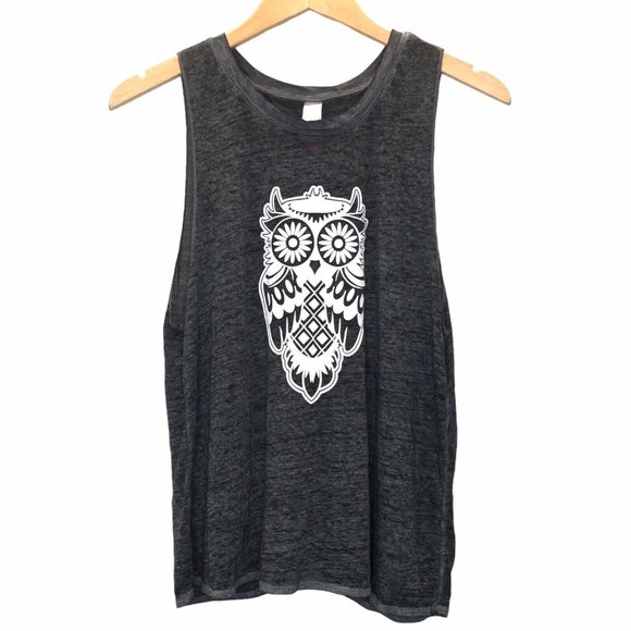 No Boundaries Tops - No Boundaries Tank Top Owl Size XL 15/17 Black White Beach Workout Split Back